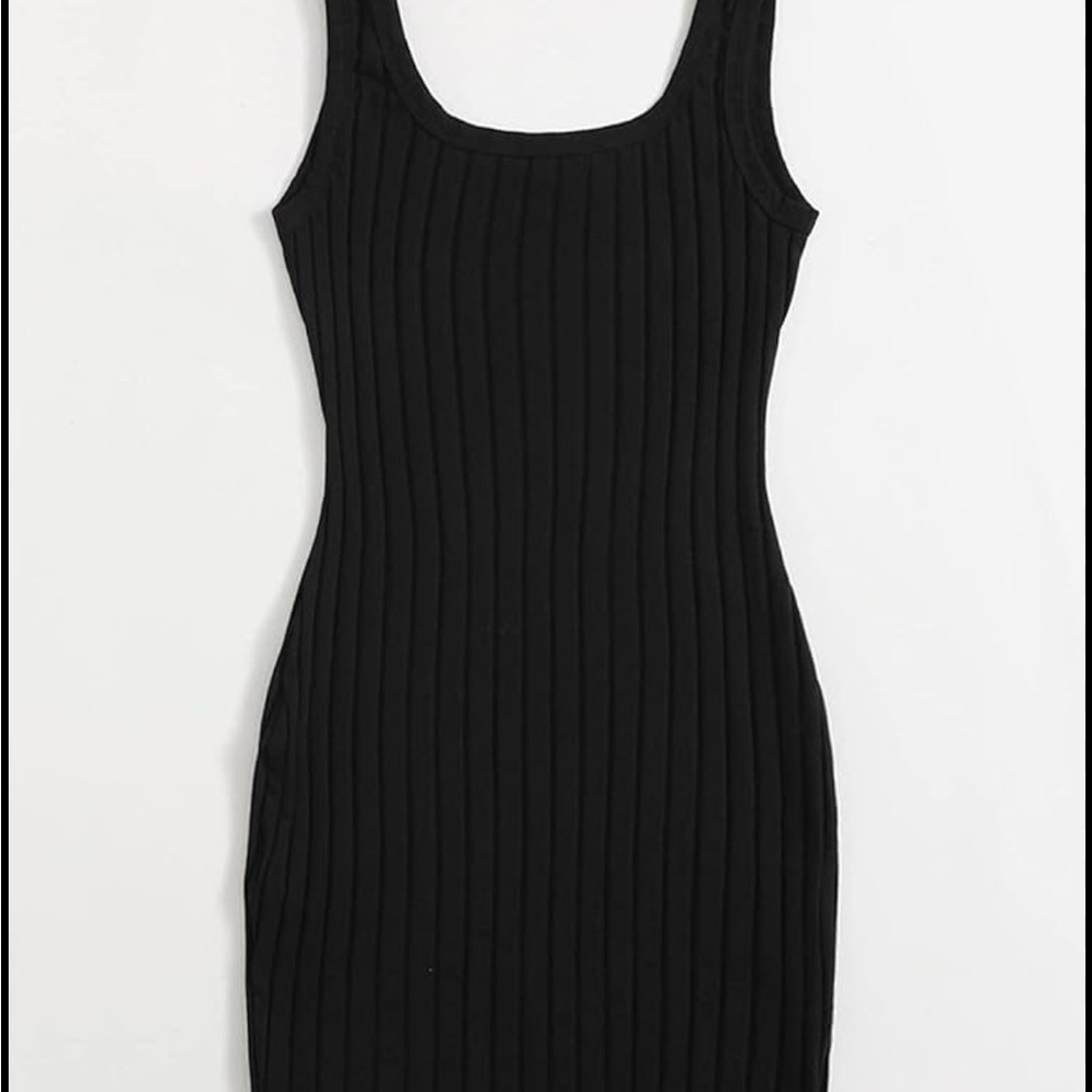 #68 a new day Black Ribbed Midi Dress - Picture 3 of 3